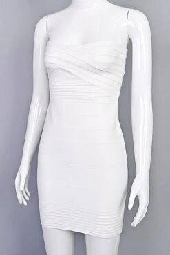 Aaliyah Bandage Mini Dress - White Pearl -Bodycon Collection Shop aaliyah bandage mini dress white pearl bodycon collection usa aus 1175924111