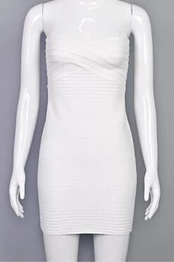 Aaliyah Bandage Mini Dress - White Pearl -Bodycon Collection Shop aaliyah bandage mini dress white pearl bodycon collection usa aus 1175924112
