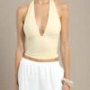 Aby Halter Top - Butter Yellow -Bodycon Collection Shop aby bodycon top butter yellow bodycon collection usa aus 1171170612