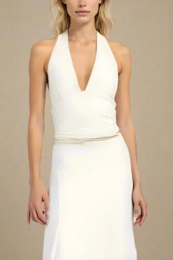 Aby Halter Top - White Pearl -Bodycon Collection Shop aby bodycon top white pearl bodycon collection usa aus 1171128557