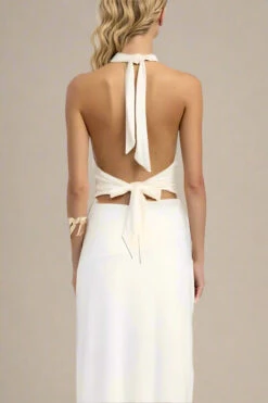 Aby Halter Top - White Pearl -Bodycon Collection Shop aby bodycon top white pearl bodycon collection usa aus 1171128559