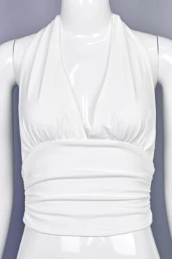 Aby Halter Top - White Pearl -Bodycon Collection Shop aby halter top white pearl bodycon collection usa aus 1172711441