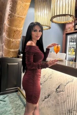 Alessandra Long Sleeve Wrap Bodycon Mini Dress - Red Wine -Bodycon Collection Shop alessandra long sleeve wrap bodycon mini dress classic black bodycon collection usa aus 1141361193 2