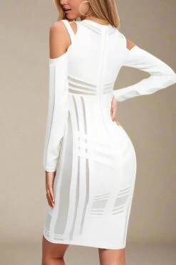 Amelia Long Sleeve Bandage Dress - White Pearl -Bodycon Collection Shop amelia long sleeve bandage dress pearl white bodycon collection usa aus 37357724106970