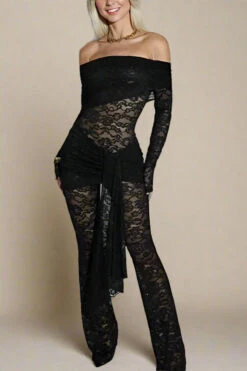 Andie Long Sleeve Jumpsuit - Classic Black -Bodycon Collection Shop andie long sleeve bodycon wrap jumpsuit classic black bodycon collection usa aus 1155231004