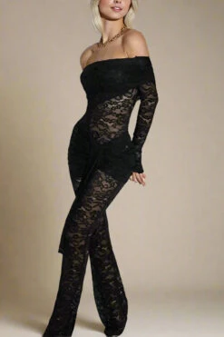 Andie Long Sleeve Jumpsuit - Classic Black -Bodycon Collection Shop andie long sleeve bodycon wrap jumpsuit classic black bodycon collection usa aus 1155231006