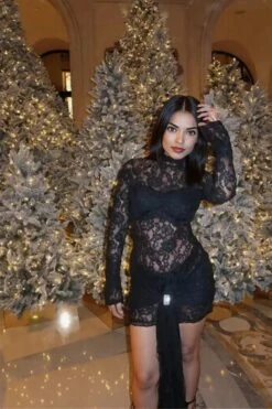 Andie Long Sleeve Bodycon Mini Dress - Classic Black -Bodycon Collection Shop andie long sleeve bodycon wrap mini dress classic black bodycon collection usa aus 1155231013