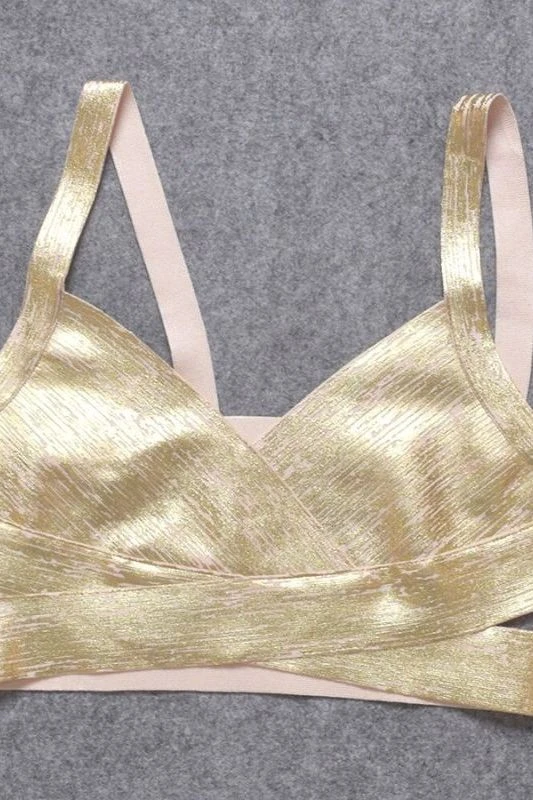 Ang Bandage Crop Top - Gold 6 Ang Bandage Crop Top - Gold - Image 4