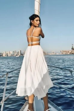 Ang Bandage Crop Top - White Pearl -Bodycon Collection Shop ang bandage crop top gold bodycon collection usa aus 44094998511834