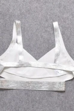 Jess Bandage Top And Mini Skirt Outfit Set - Silver -Bodycon Collection Shop ang bandage crop top silver bodycon collection usa aus 39409081516250