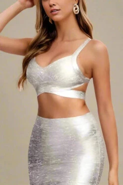 Ang Bandage Crop Top - Silver -Bodycon Collection Shop ang bandage crop top silver bodycon collection usa aus 41388386386138