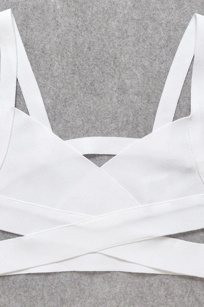 Ang Bandage Top And Mini Skirt Outfit Set - Cream 6 Ang Bandage Top And Mini Skirt Outfit Set - Cream - Image 4