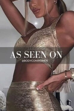 Ang Bandage Top And Mini Skirt Outfit Set - Gold -Bodycon Collection Shop ang bandage top and mini skirt set gold bodycon collection usa aus 39886700052698