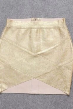 Ang Bandage Top And Mini Skirt Outfit Set - Gold -Bodycon Collection Shop ang bandage top and mini skirt set gold bodycon collection usa aus 39886709555418