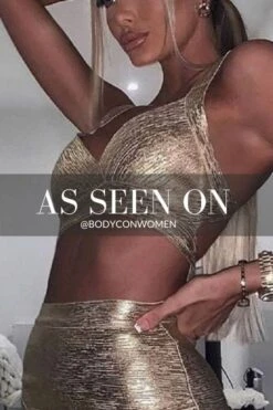 Ang Bandage Top And Mini Metallic Skirt Outfit Set - Hot Pink -Bodycon Collection Shop ang bandage top and mini skirt set metallic pink bodycon collection usa aus 41399178068186