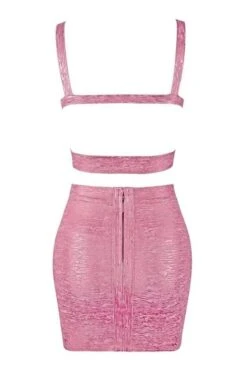 Ang Bandage Top And Mini Metallic Skirt Outfit Set - Hot Pink -Bodycon Collection Shop ang bandage top and mini skirt set metallic pink bodycon collection usa aus 41399206576346