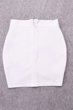 Ang Bandage Top And Mini Skirt Outfit Set - White Pearl -Bodycon Collection Shop ang bandage top and mini skirt set pearl white bodycon collection usa aus 39886700708058
