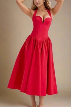 Anita Bodycon Midi Dress - Lipstick Red -Bodycon Collection Shop anita bodycon midi dress lipstick red bodycon collection usa aus 43037285449946