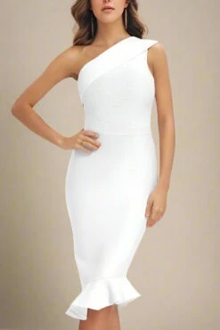 Avery Bandage Dress - White Pearl