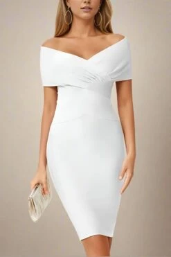 Bea Bandage Dress - White Pearl
