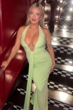 Bella Bodycon Wrap Maxi Dress - Neon Green -Bodycon Collection Shop bella bodycon wrap maxi dress neon green bodycon collection usa aus 1176752198
