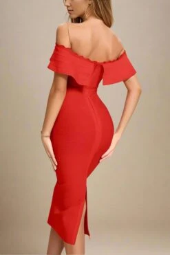 Billie Bandage Midi Dress - Lipstick Red -Bodycon Collection Shop billie bandage midi dress lipstick red bodycon collection usa aus 43171667312858