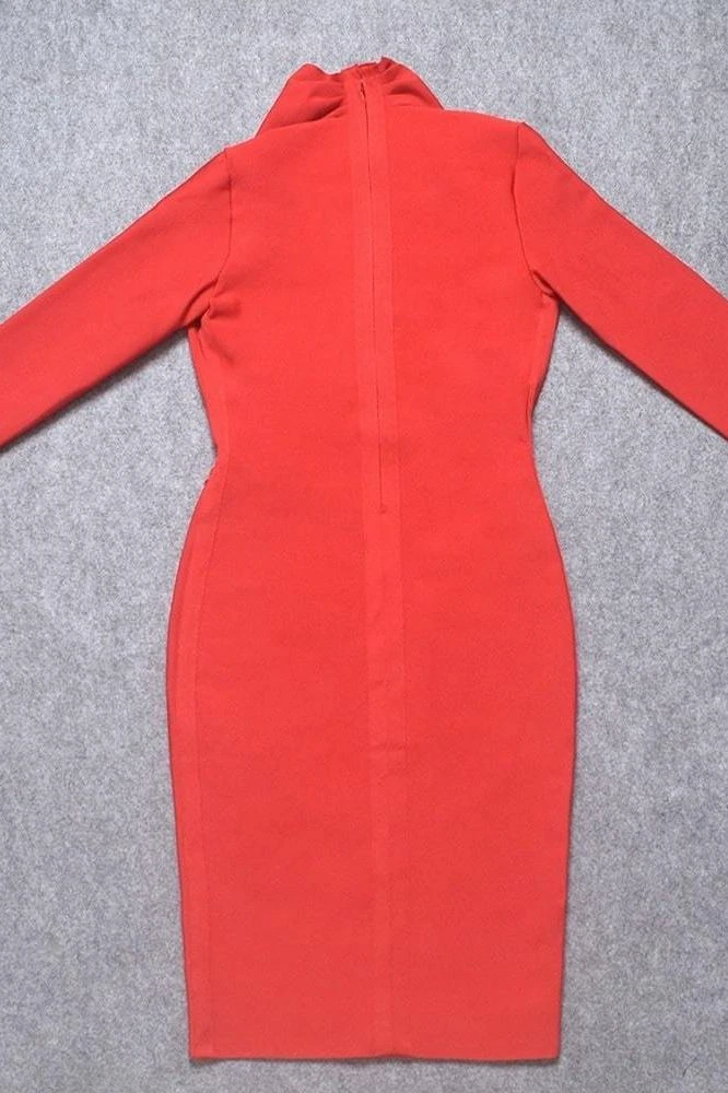 Blaire Long Sleeve Bandage Dress - Lipstick Red 8 Blaire Long Sleeve Bandage Dress - Lipstick Red - Image 6