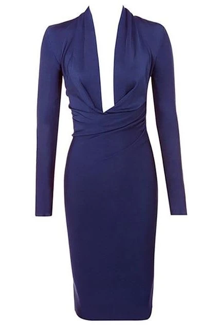 Blaire Long Sleeve Bandage Dress - Navy Blue 4 Blaire Long Sleeve Bandage Dress - Navy Blue - Image 2