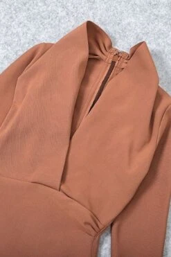 Blaire Long Sleeve Bandage Dress - Tan Brown -Bodycon Collection Shop blaire long sleeve bandage dress tan brown bodycon collection usa aus 39009084211418