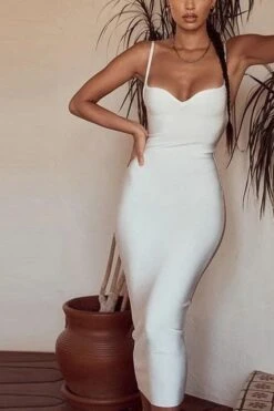 Blanche Bandage Midi Dress - White Pearl 14 Blanche Bandage Midi Dress - White Pearl -Bodycon Collection Shop blanche bandage midi dress pearl white bodycon collection usa aus 16096335233103