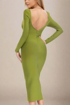 Blanche Long Sleeve Bandage Midi Dress - Olive Green 13 Blanche Long Sleeve Bandage Midi Dress - Olive Green -Bodycon Collection Shop blanche long sleeve bandage midi dress olive green bodycon collection usa aus 39831497146586