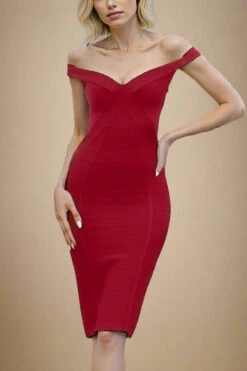 Breanna Bandage Dress - Chilli Red