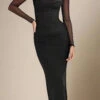 Brianna Bodycon Long Sleeve Maxi Dress - Classic Black -Bodycon Collection Shop brianna bodycon long sleeve maxi dress classic black bodycon collection usa aus 44314535461082