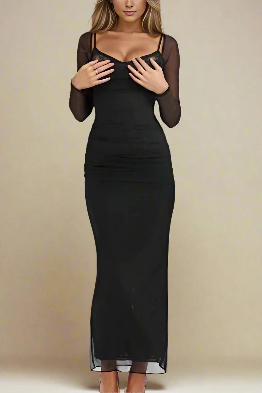 Brianna Bodycon Long Sleeve Maxi Dress - Classic Black 5 Brianna Bodycon Long Sleeve Maxi Dress - Classic Black - Image 3