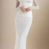 Brianna Bodycon Long Sleeve Maxi Dress - White Pearl -Bodycon Collection Shop brianna bodycon long sleeve maxi dress pearl white bodycon collection usa aus 44314490503386