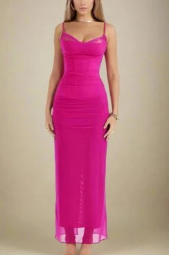Brianna Bodycon Wrap Maxi Dress - Hot Pink -Bodycon Collection Shop brianna bodycon wrap maxi dress hot pink bodycon collection usa aus 42622014390490