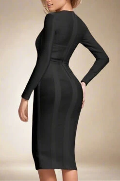 Brooke Long Sleeve Bandage Dress - Classic Black -Bodycon Collection Shop brooke long sleeve bandage dress classic black bodycon collection usa aus 40424940404954