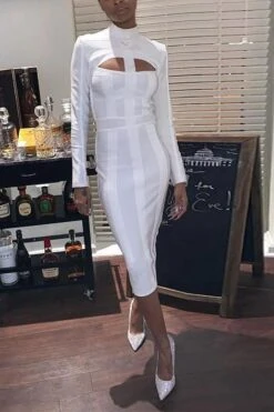 Brooke Long Sleeve Bandage Dress - Lipstick Red -Bodycon Collection Shop brooke long sleeve bandage dress lipstick red bodycon collection usa aus 36280027381978