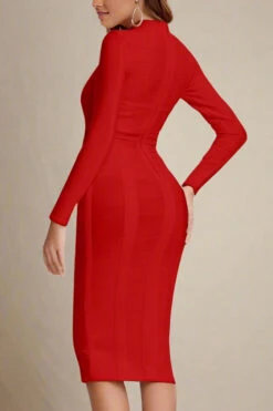 Brooke Long Sleeve Bandage Dress - Lipstick Red -Bodycon Collection Shop brooke long sleeve bandage dress lipstick red bodycon collection usa aus 39014401704154