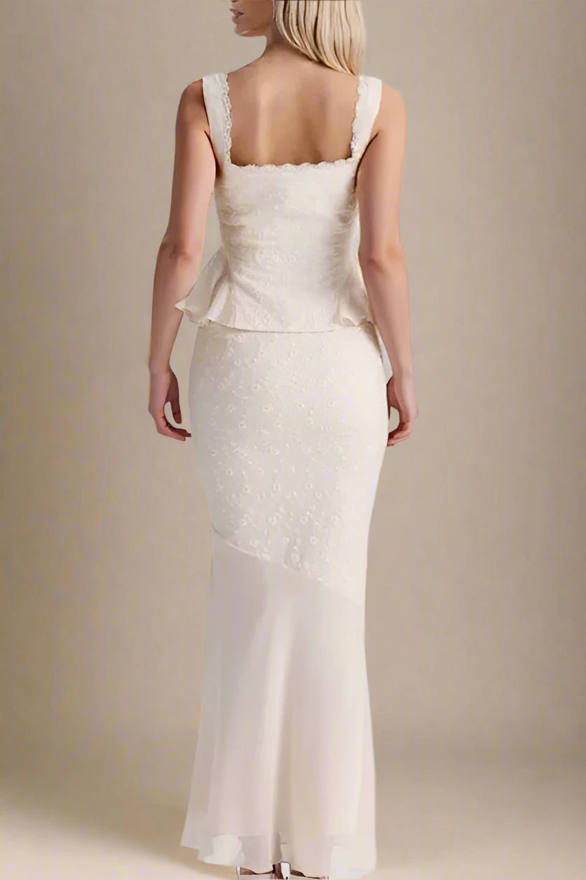 Cali Top And Maxi Skirt Set - Ivory White 6 Cali Top And Maxi Skirt Set - Ivory White - Image 4