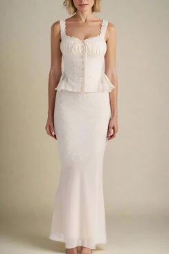 Cali Top And Maxi Skirt Set - Ivory White