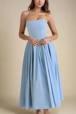 Capri Strapless Midi Dress - Sky Blue