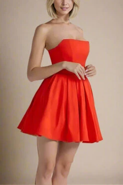 Capri Strapless Mini Dress - Lipstick Red