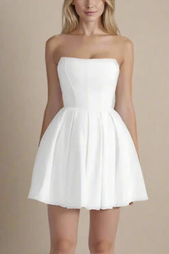 Capri Strapless Mini Dress - White Pearl