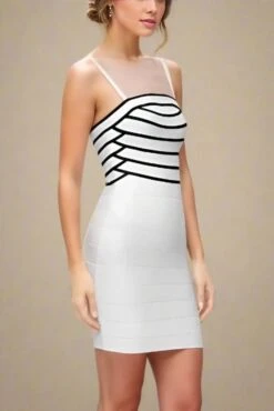 Carter Bandage Mini Dress - White Pearl -Bodycon Collection Shop carter bandage mini dress pearl white bodycon collection usa aus 42229434908890