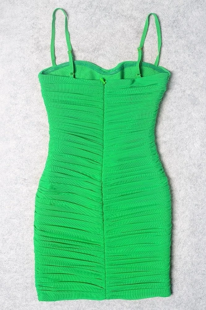 Cassie Bodycon Wrap Mini Dress - Neon Green 13 Cassie Bodycon Wrap Mini Dress - Neon Green - Image 11