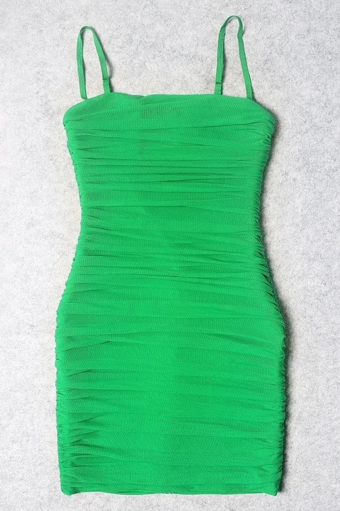 Cassie Bodycon Wrap Mini Dress - Neon Green 14 Cassie Bodycon Wrap Mini Dress - Neon Green - Image 12