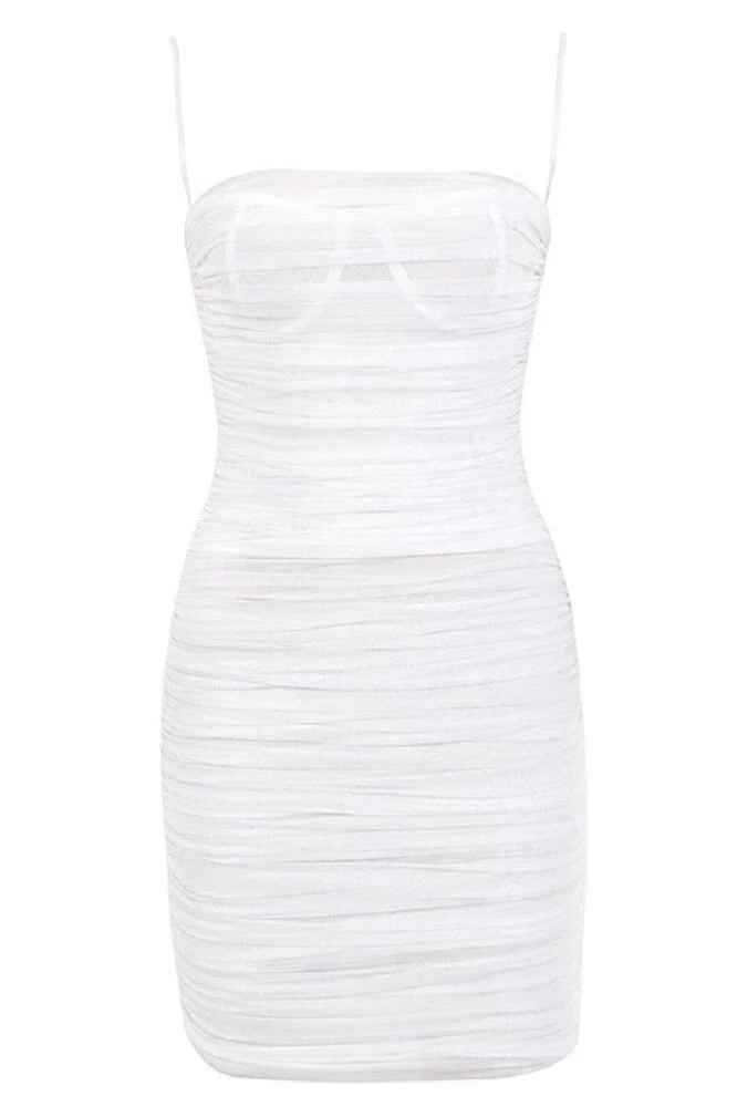Cassie Bodycon Wrap Mini Dress - White Pearl 4 Cassie Bodycon Wrap Mini Dress - White Pearl - Image 2