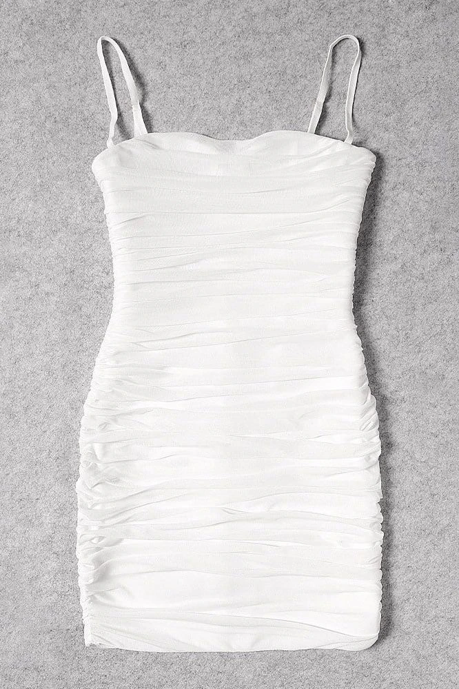 Cassie Bodycon Wrap Mini Dress - White Pearl 12 Cassie Bodycon Wrap Mini Dress - White Pearl - Image 10