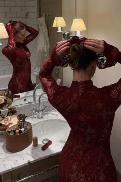 Charlotte Long Sleeve Bodycon Midi Dress - Chilli Red -Bodycon Collection Shop charlotte long sleeve bodycon midi dress classic black bodycon collection usa aus 1147271840 1